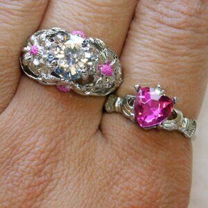 Pink Promise Ring sz 8 & Daisy with Pink sz 7